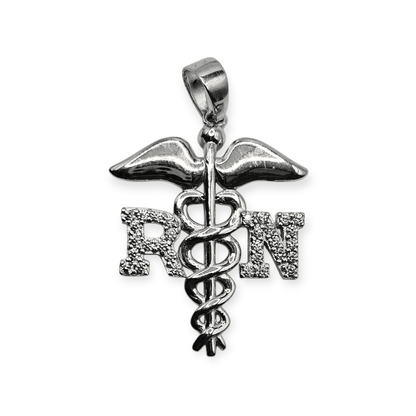 RN Silver Pendant with White Cubic Zirconia Stones