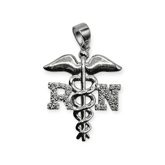 RN Silver Pendant with White Cubic Zirconia Stones