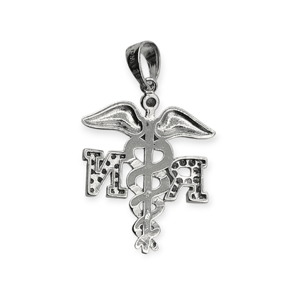 RN Silver Pendant with White Cubic Zirconia Stones