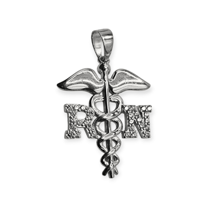 RN Silver Pendant with White Cubic Zirconia Stones