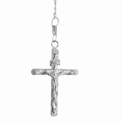Rosary Necklace 20" Sterling Silver S925, 4MM Diamond Cut, Christian Religious Symbol, Perfect Easter Holiday Gift