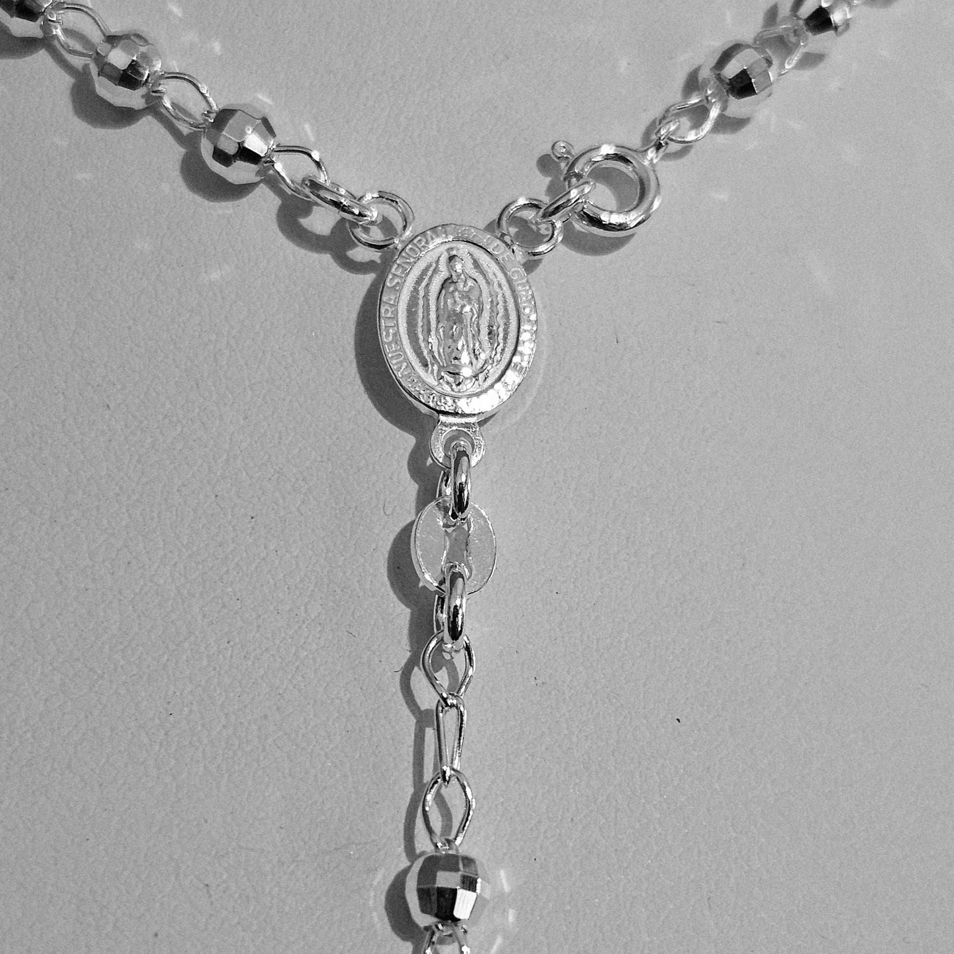 Rosary Necklace Sterling Silver 4mm Beads, Available in 18", 20", 22" and 24" Length
