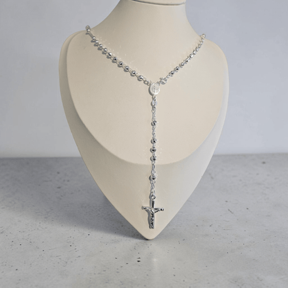 Rosary Necklace Sterling Silver 4mm Beads, Available in 18", 20", 22" and 24" Length