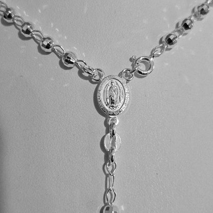 Rosary Necklace Sterling Silver 4mm Beads, Available in 18", 20", 22" and 24" Length