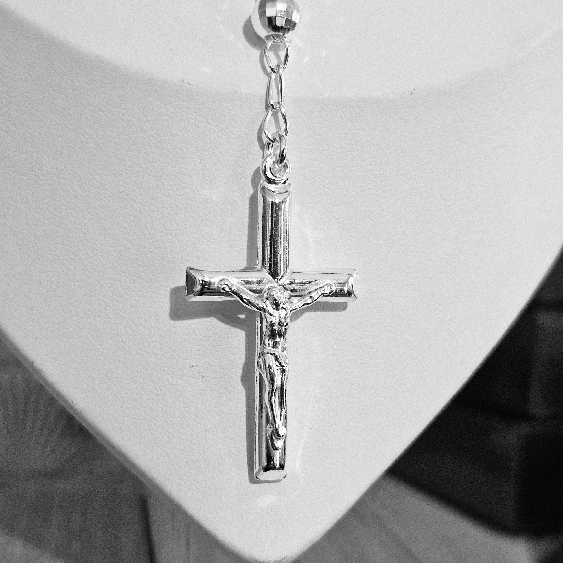 Rosary Necklace Sterling Silver 6mm Beads, Available in 24" and 26" Length