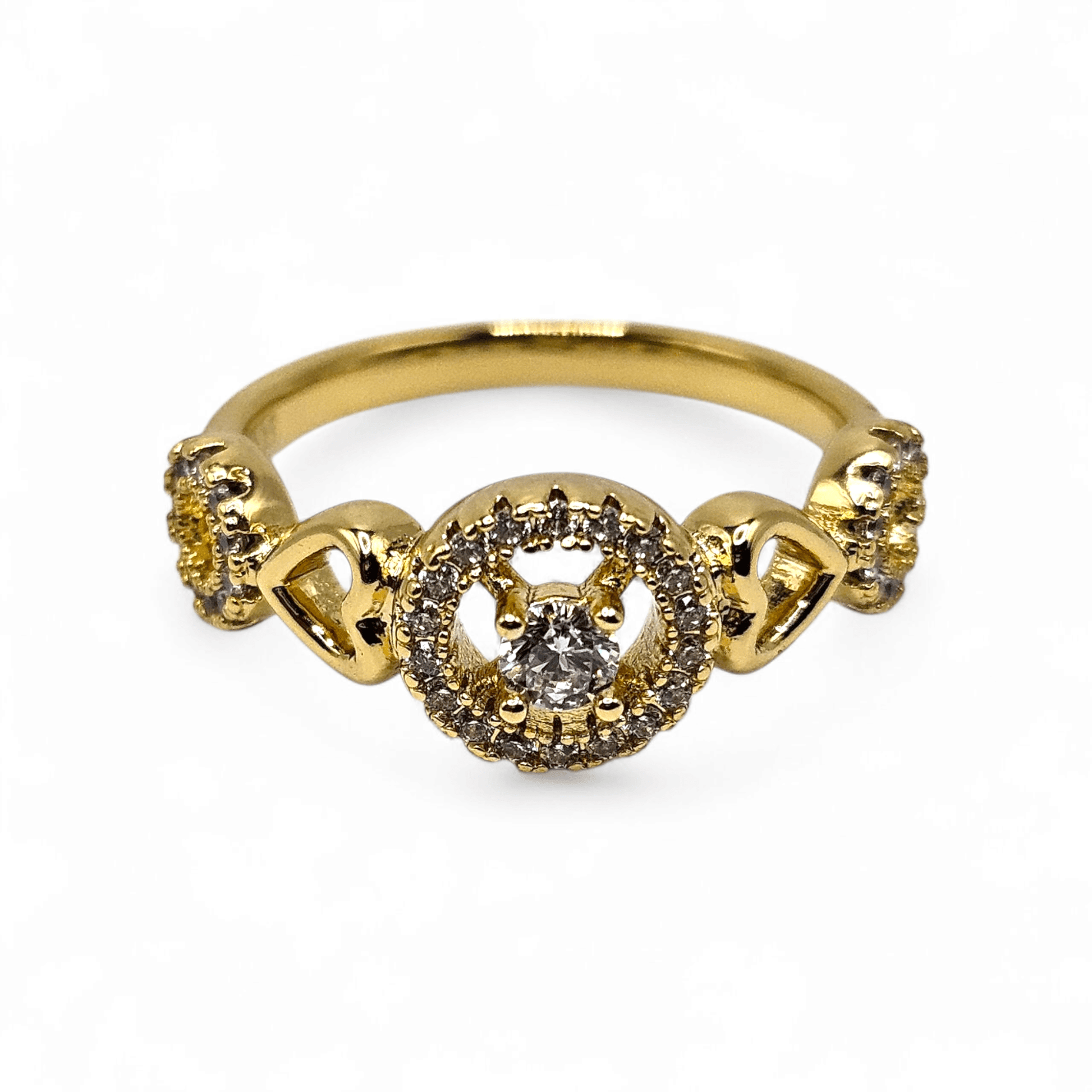 Round and Heart Shape Ring 14k Gold Plated for Women