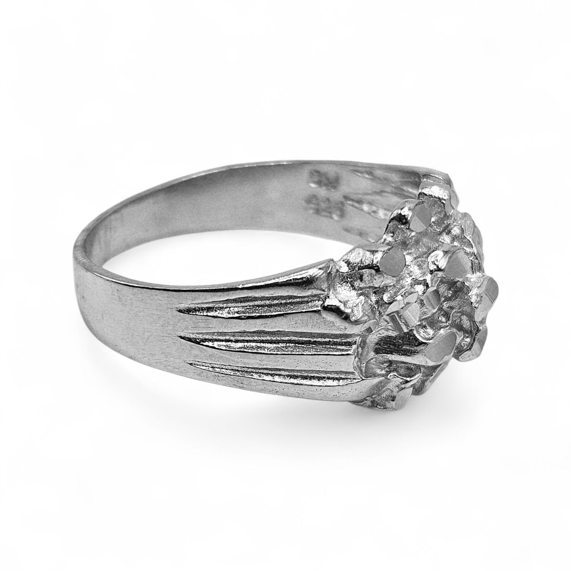 Round Nugget Shape Silver 925 Ring for Men and Women or 14K Gold Plated over Silver 925