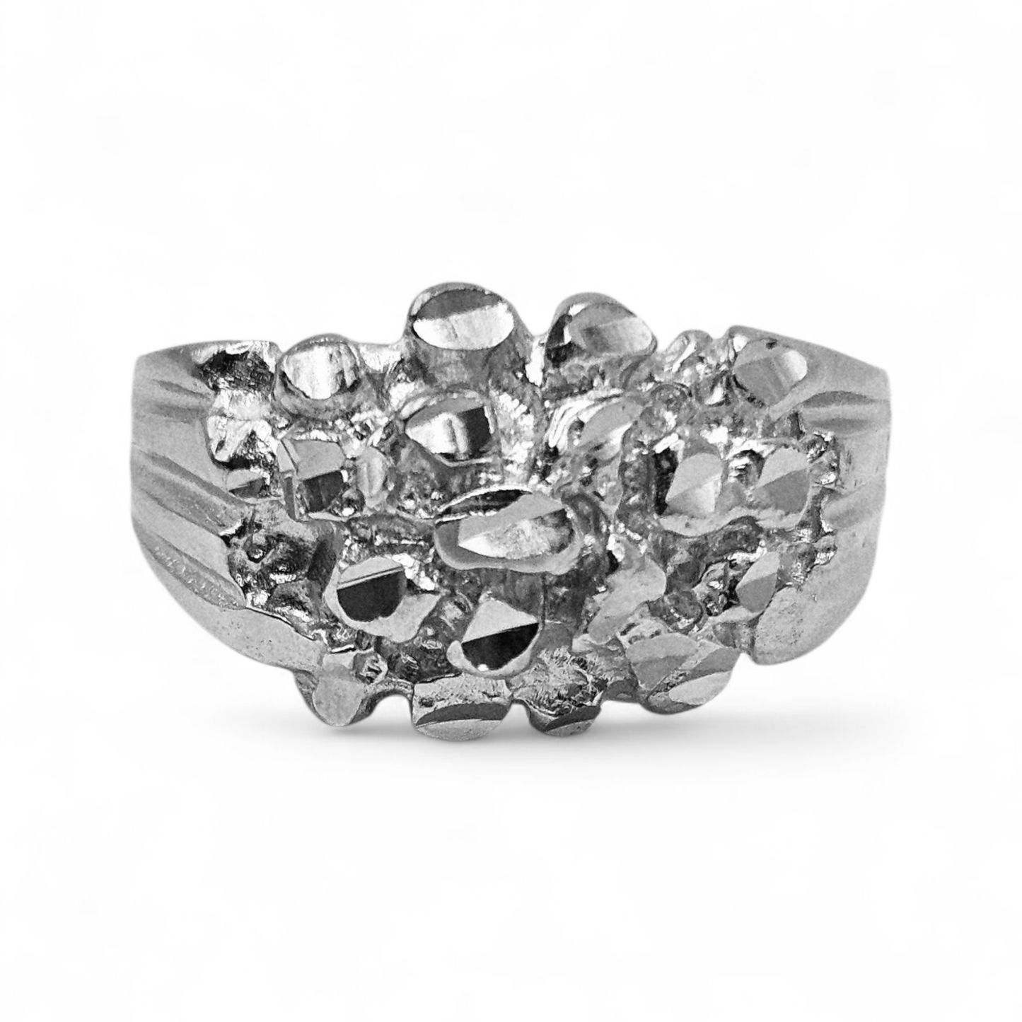 Round Nugget Shape Silver 925 Ring for Men and Women or 14K Gold Plated over Silver 925