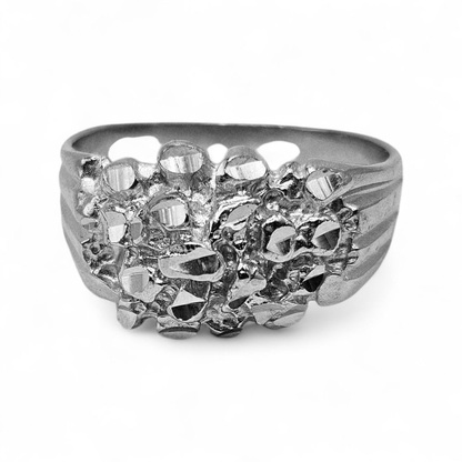 Round Nugget Shape Silver 925 Ring for Men and Women or 14K Gold Plated over Silver 925