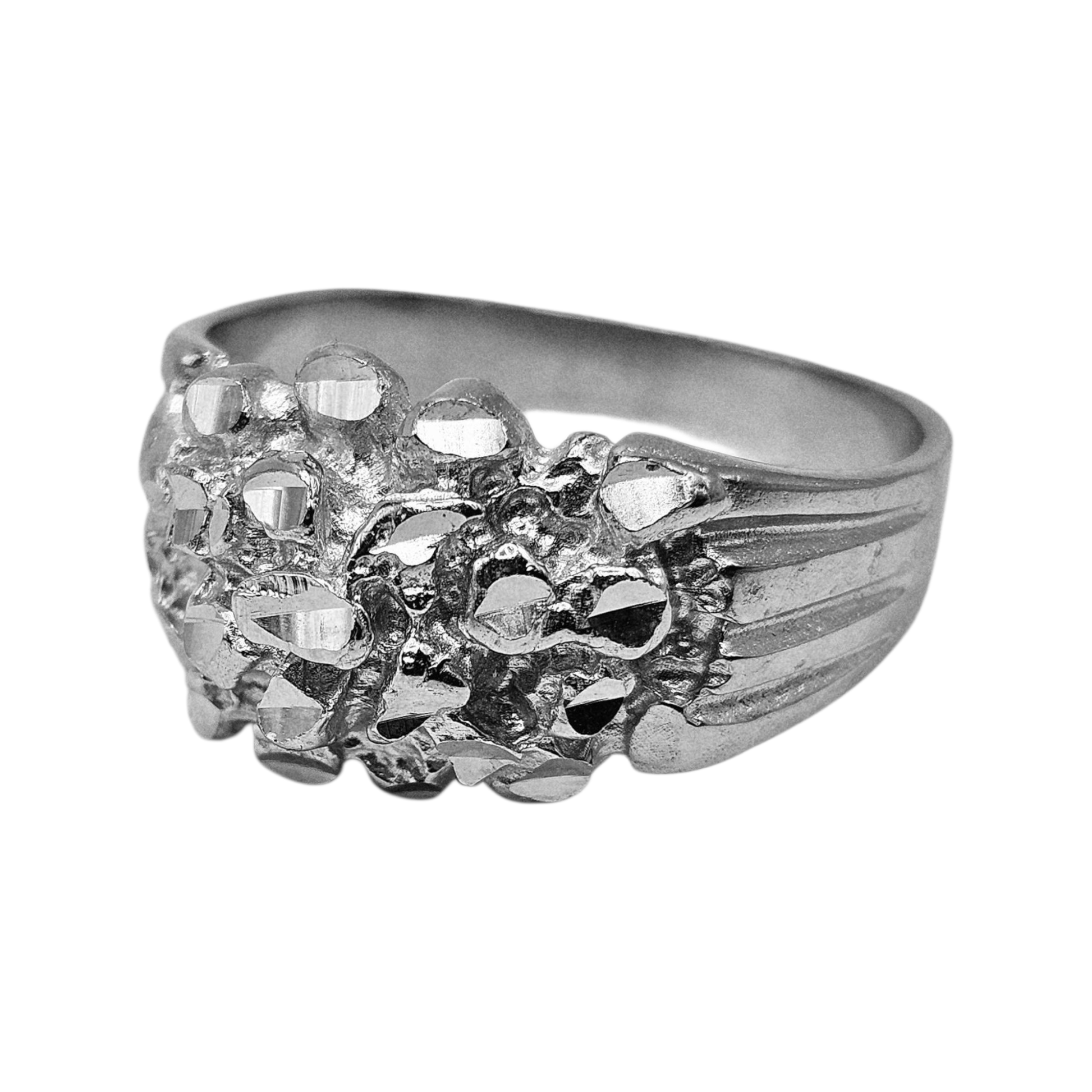 Round Nugget Shape Silver 925 Ring for Men and Women or 14K Gold Plated over Silver 925