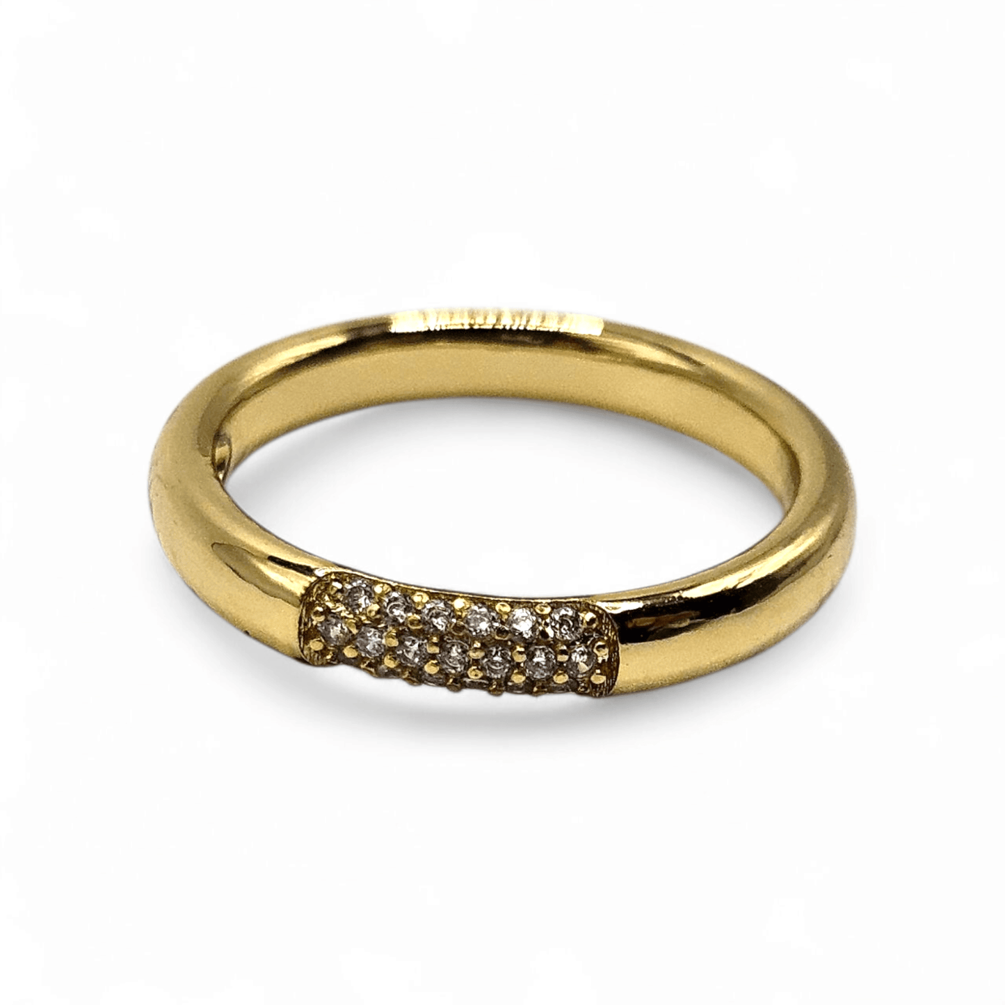 Round Ring Band with White Cubic Zirconia Stones