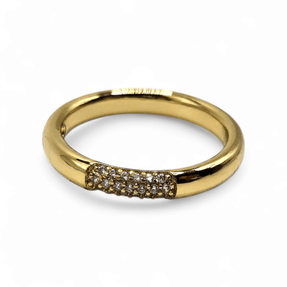 Round Ring Band with White Cubic Zirconia Stones