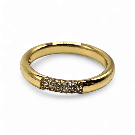 Round Ring Band with White Cubic Zirconia Stones