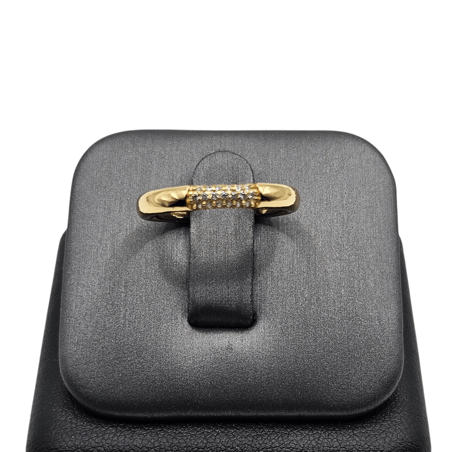 Round Ring Band with White Cubic Zirconia Stones