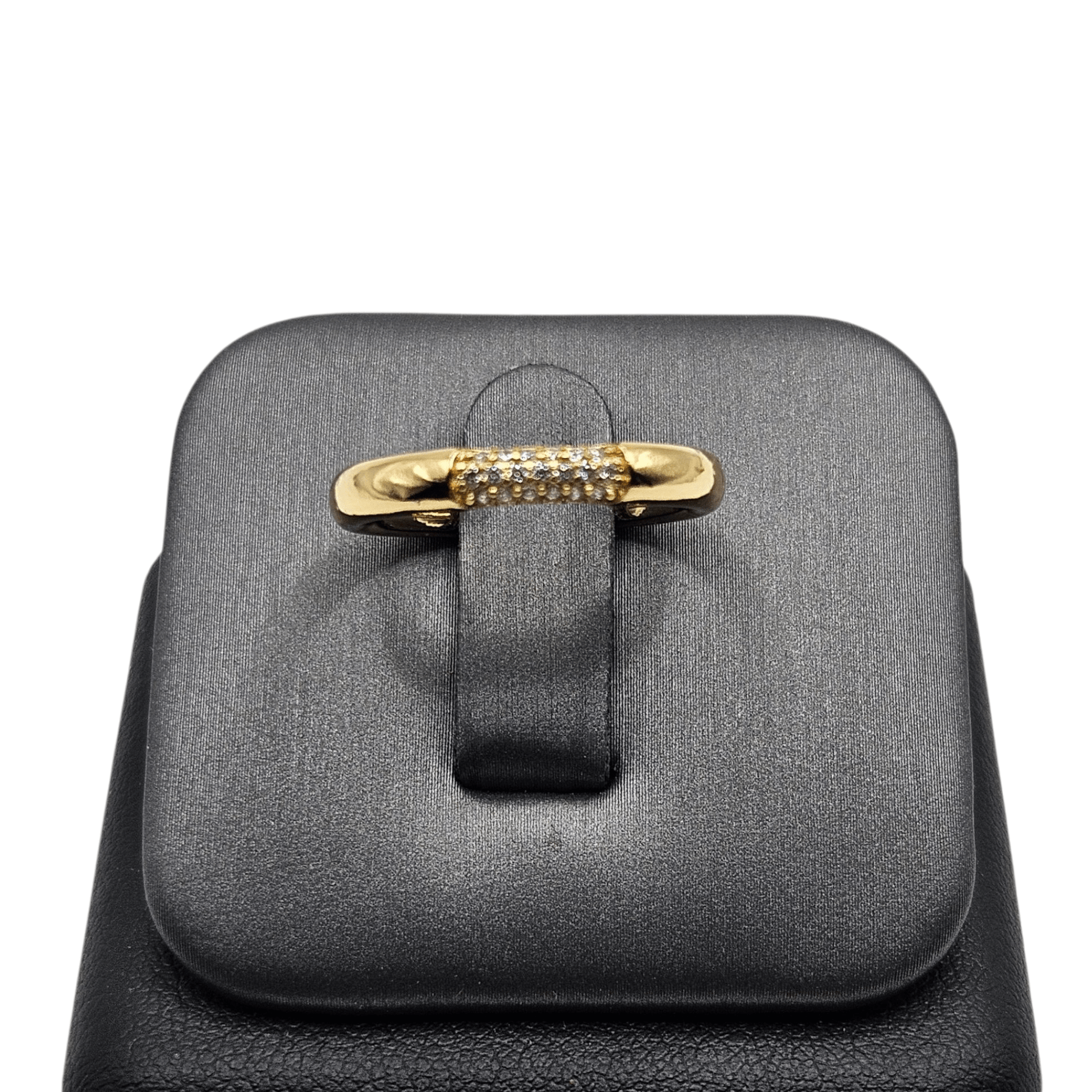 Round Ring Band with White Cubic Zirconia Stones