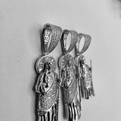 Round San Judas Silver 925 Pendant - Round 3D 3 Different Sizes