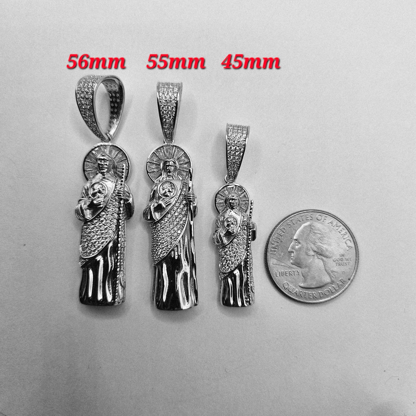 Round San Judas Silver 925 Pendant - Round 3D 3 Different Sizes