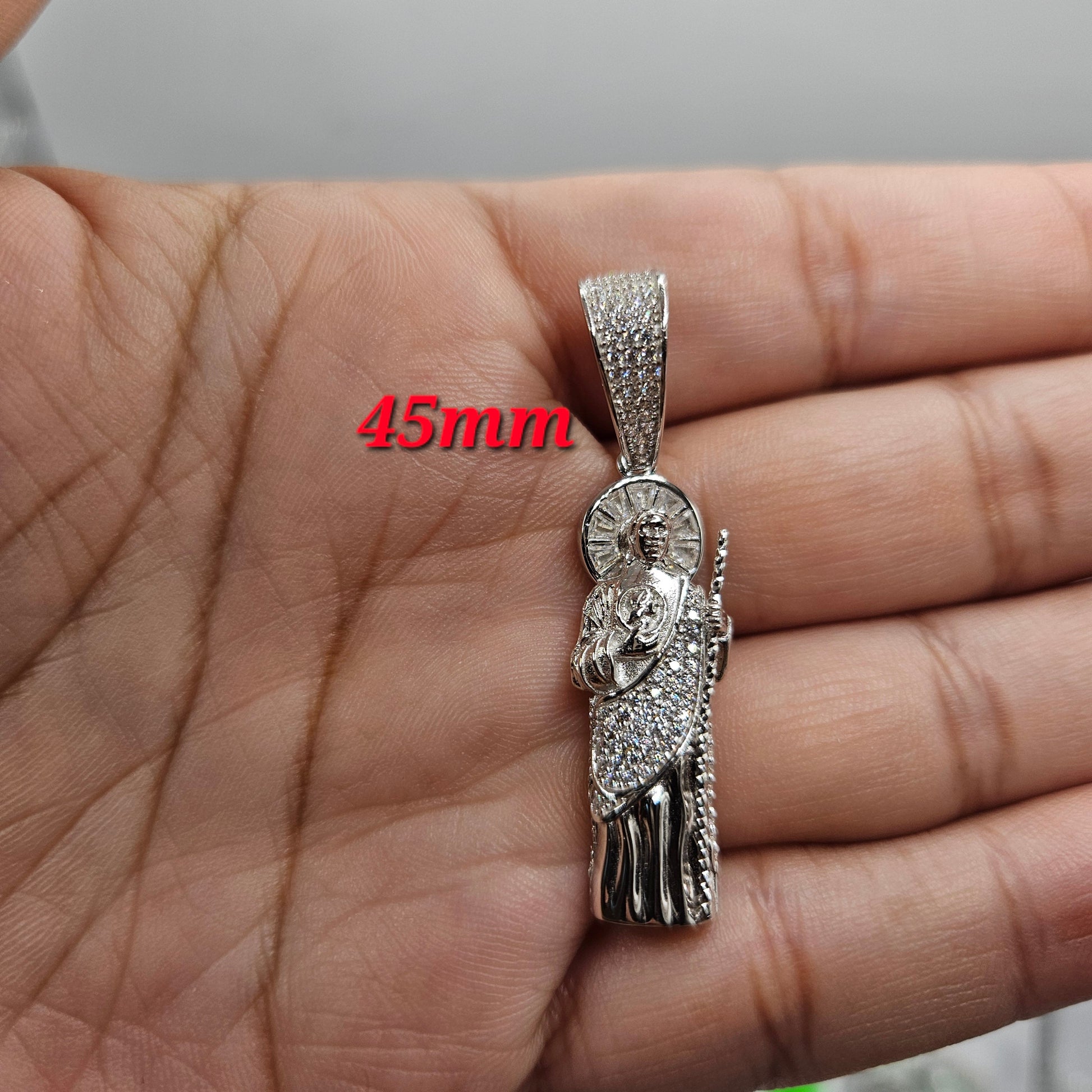 Round San Judas Silver 925 Pendant - Round 3D 3 Different Sizes