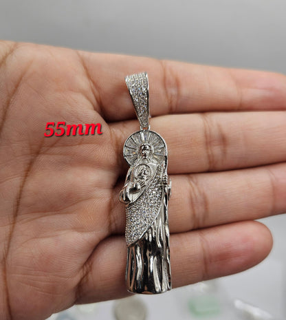 Round San Judas Silver 925 Pendant - Round 3D 3 Different Sizes