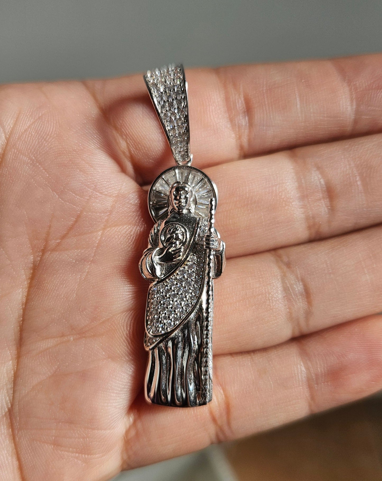 Round San Judas Silver 925 Pendant - Round 3D 3 Different Sizes