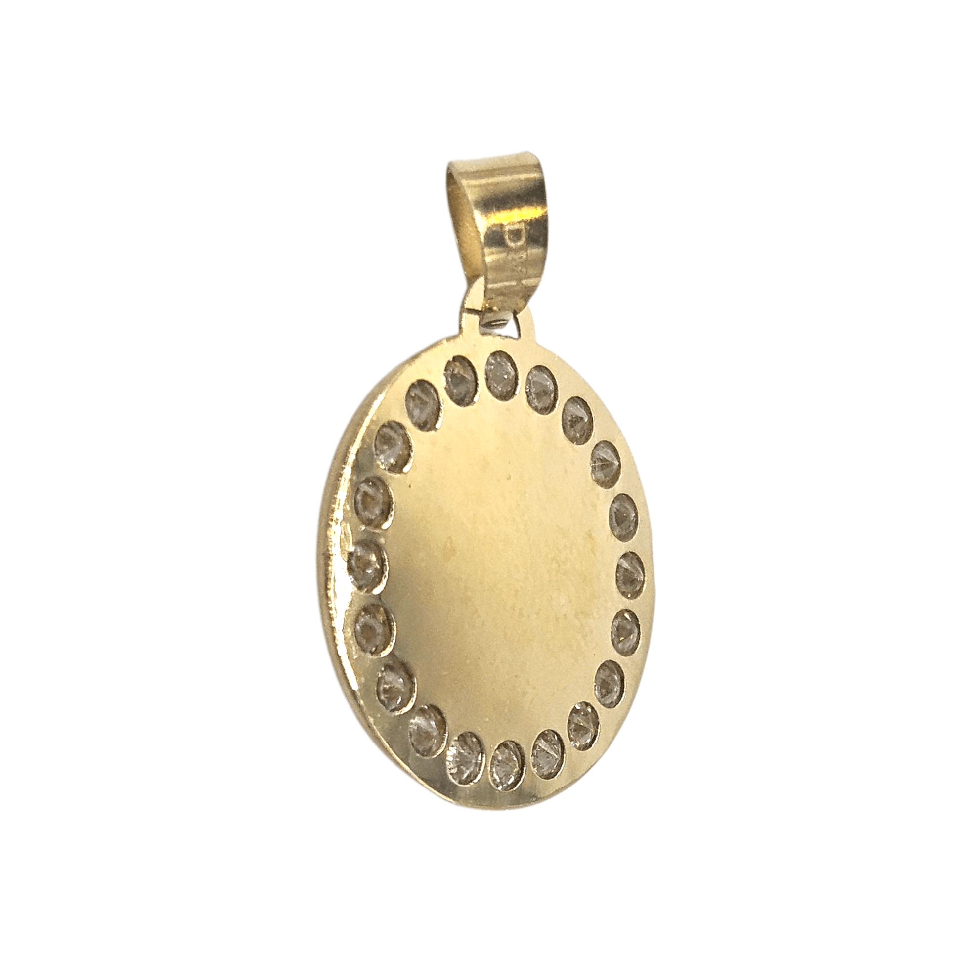Round Virgin Mary 14K Gold Pendant Nuestra Señora de Guadalupe