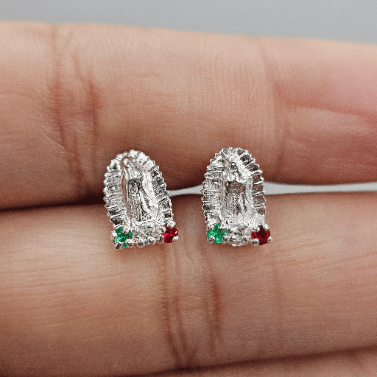 S925 Virgen Maria Silver Baby Earrings
