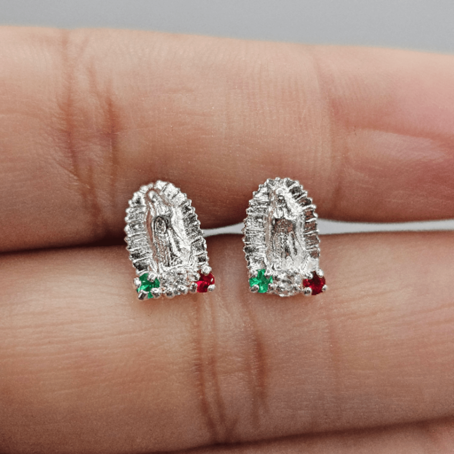 S925 Virgen Maria Silver Baby Earrings