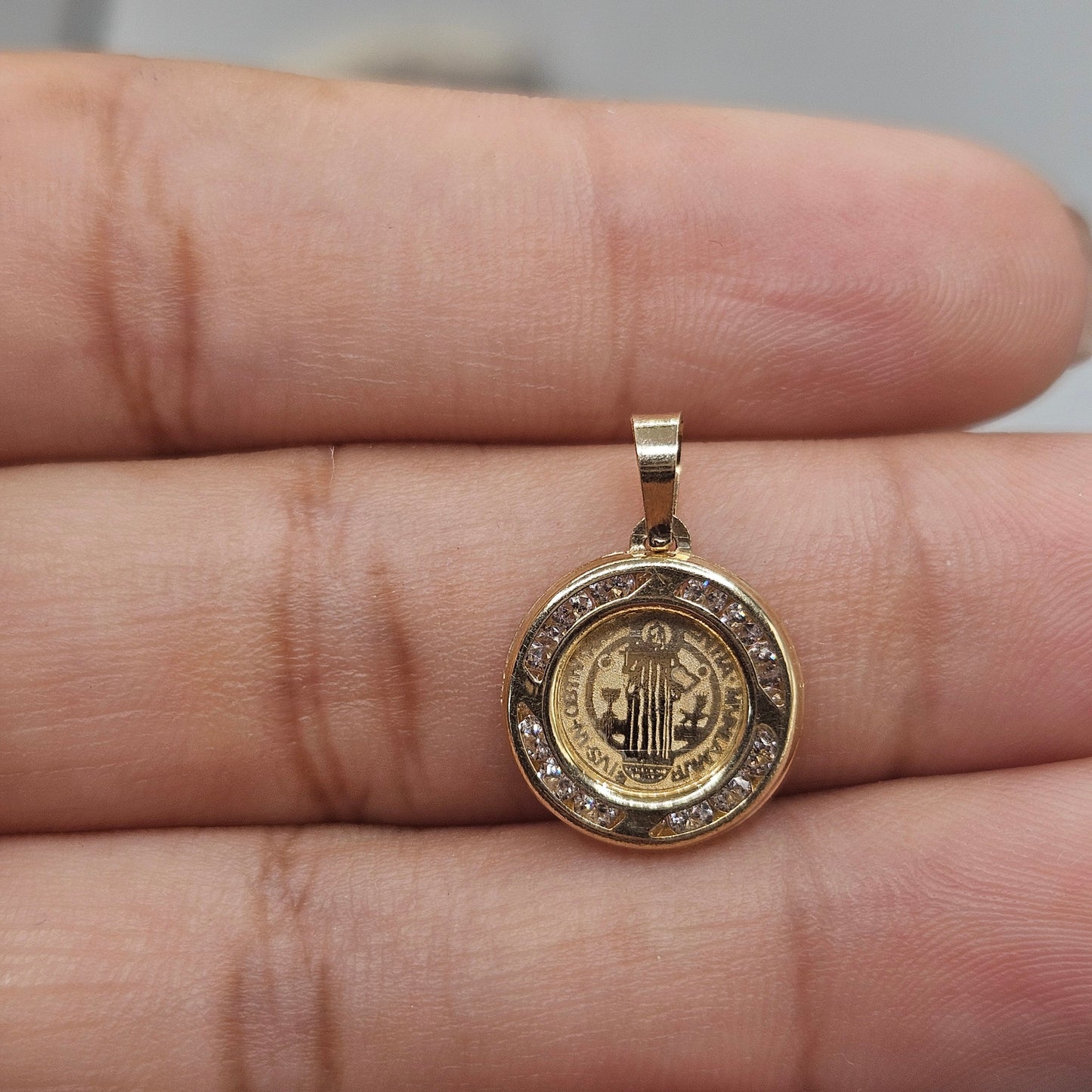 Saint Benedict 14K Gold Pendant Dainty