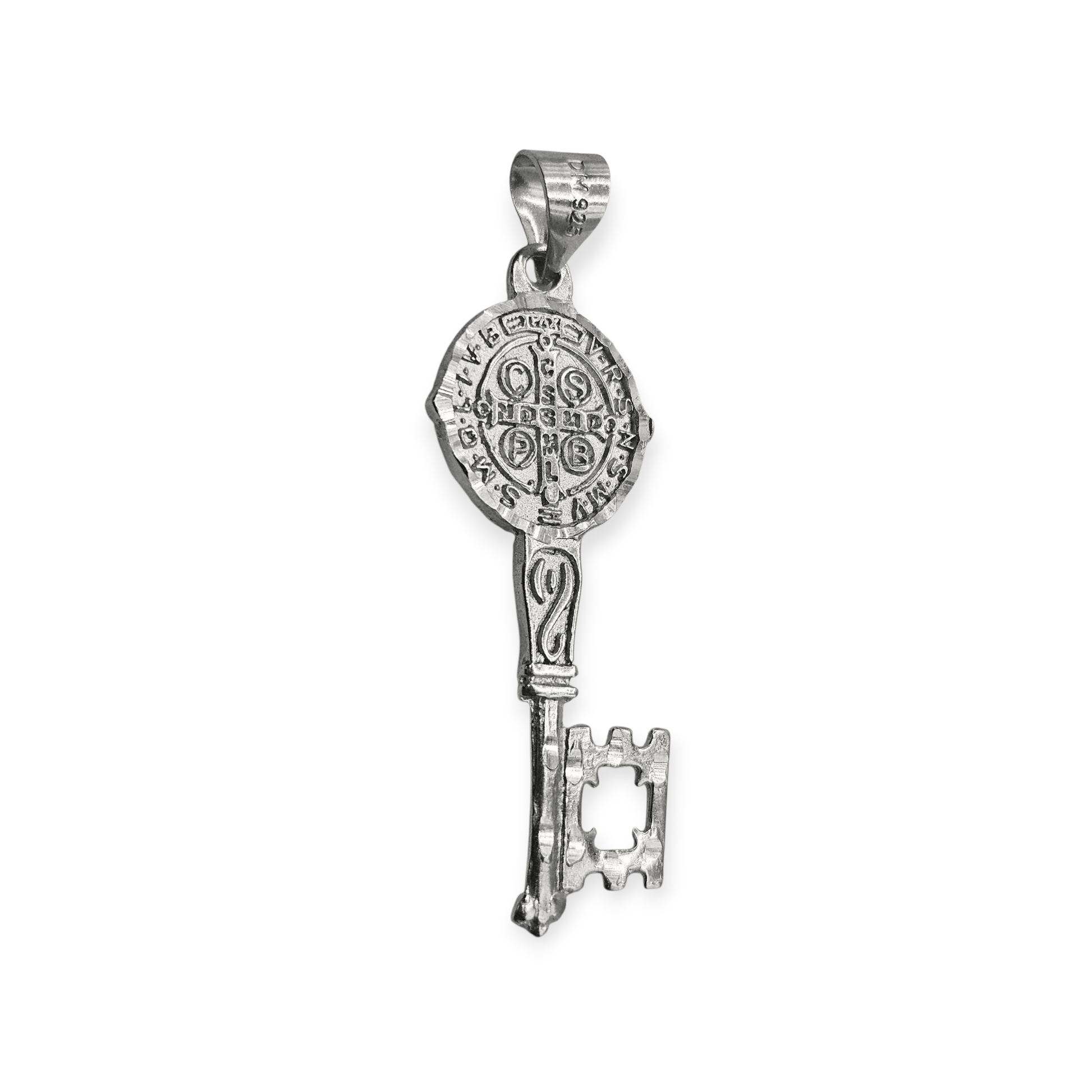 Saint Benedict Key Silver Pendant 925 Sterling Silver