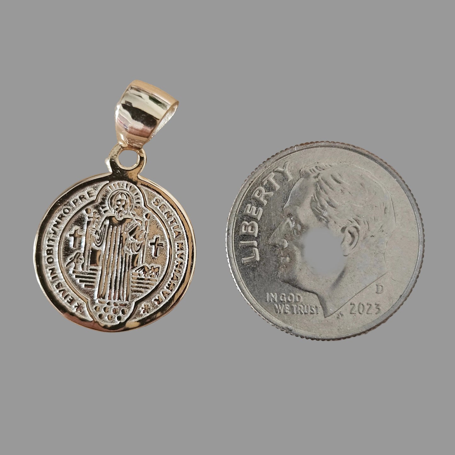 Saint Benedict Pendant Silver 925 and Silver with Gold Plating