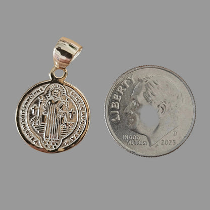 Saint Benedict Pendant Silver 925 and Silver with Gold Plating
