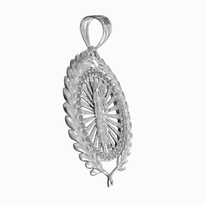Saint Jude Laurel Wreath Round Pendant Silver San Judas Dije de Plata 925