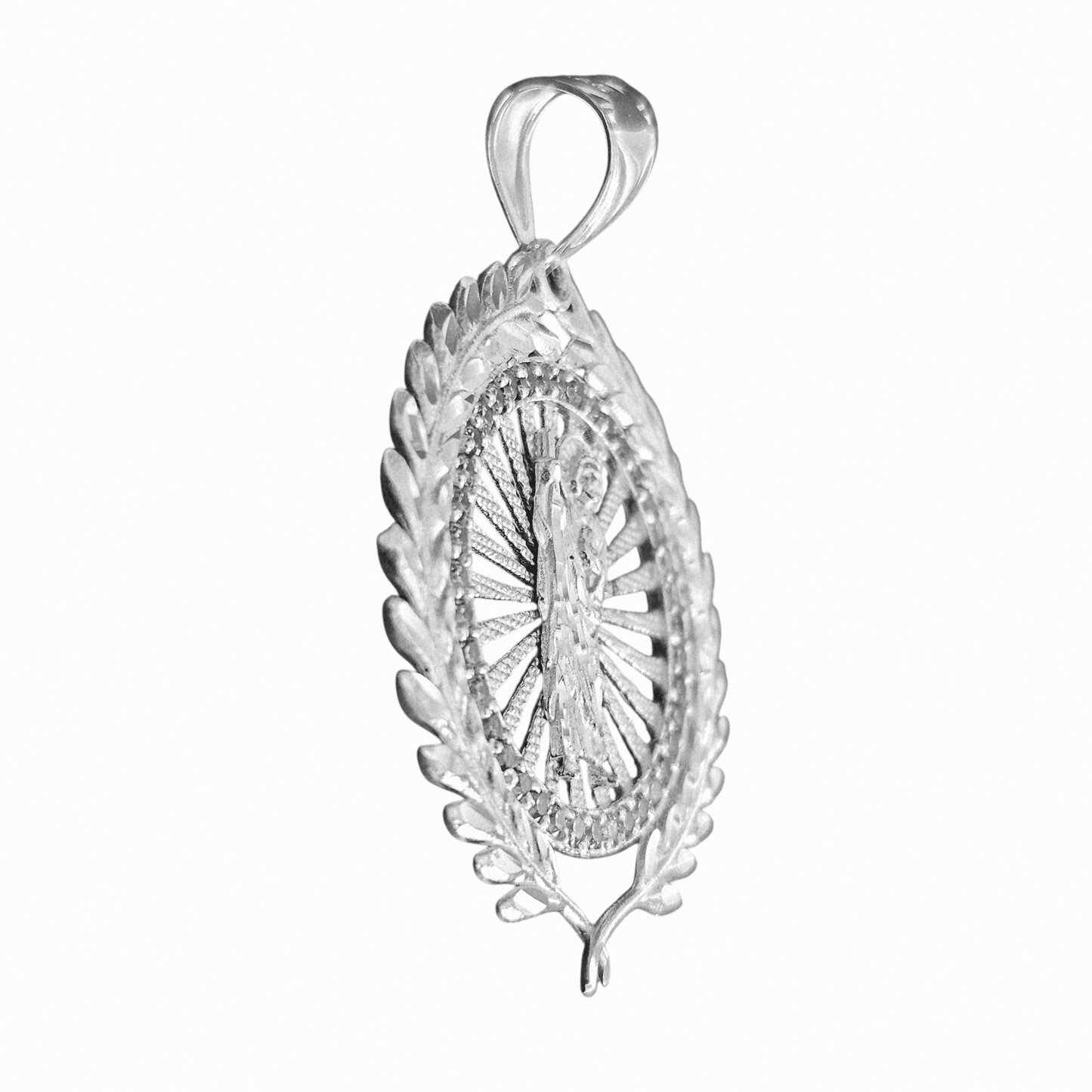 Saint Jude Laurel Wreath Round Pendant Silver San Judas Dije de Plata 925