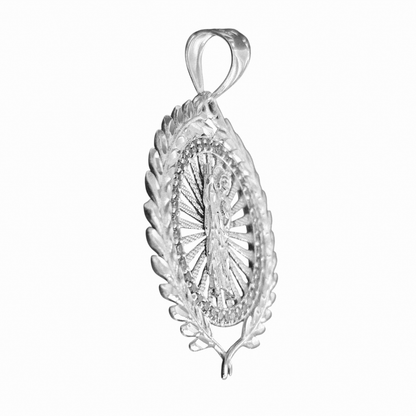 Saint Jude Laurel Wreath Round Pendant Silver San Judas Dije de Plata 925