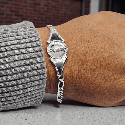 Saint Jude Silver 925 Bracelet 7"L for Women Figaro Chain Style Bracelet