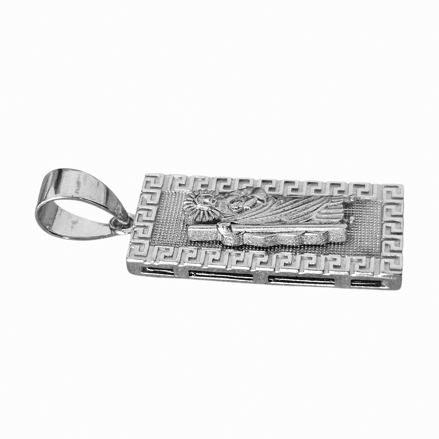 Saint Jude Silver 925 Fancy Rectangular Pendant San Judas