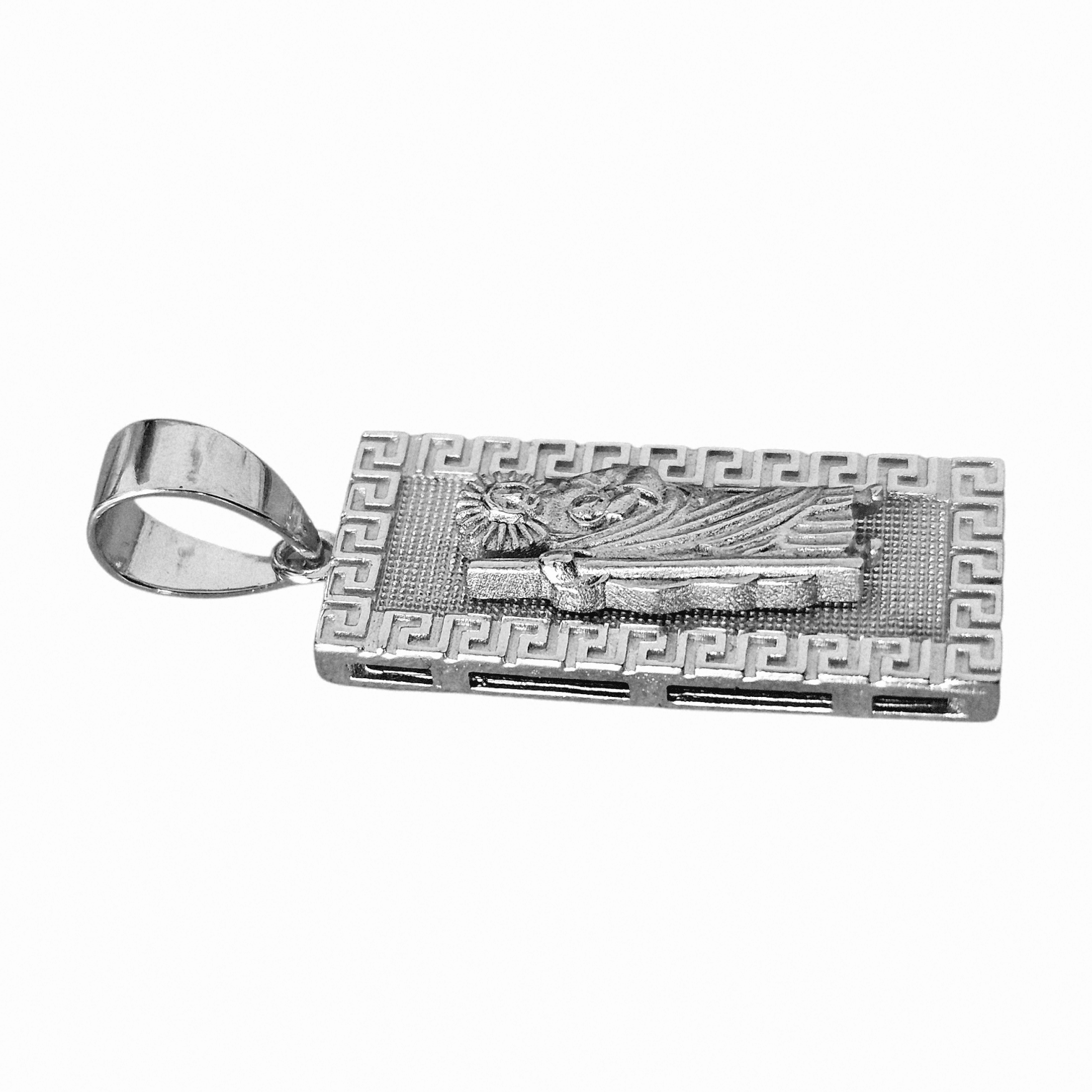 Saint Jude Silver 925 Fancy Rectangular Pendant San Judas