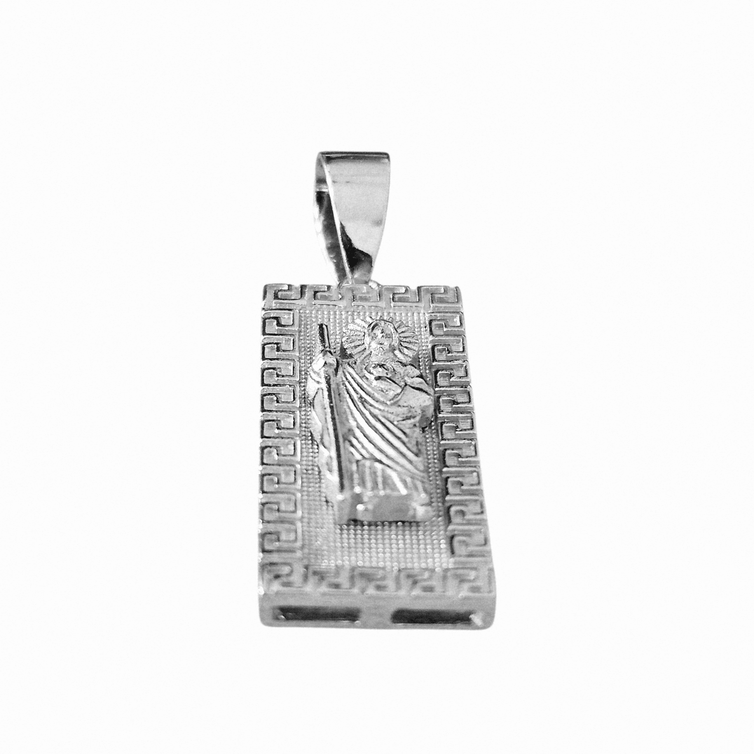 Saint Jude Silver 925 Fancy Rectangular Pendant San Judas