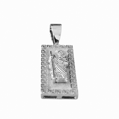 Saint Jude Silver 925 Fancy Rectangular Pendant San Judas