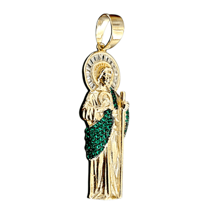 San Judas 14K Gold Plated over Silver 925 Pendant Saint Jude for Men or Women 40mm