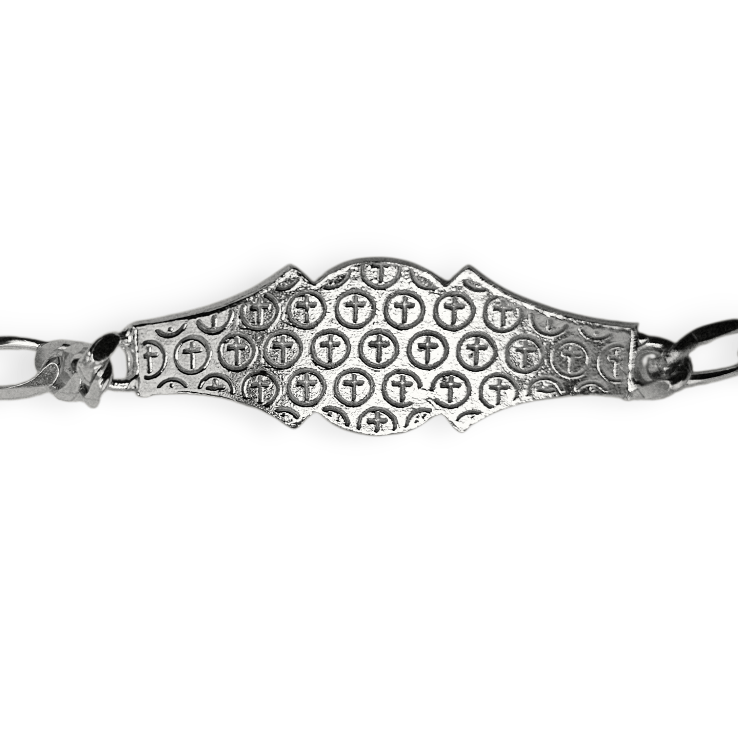 San Judas Kids 7"L Silver 925 Bracelet, Figaro Unisex - Great for older Kids 8 years or older