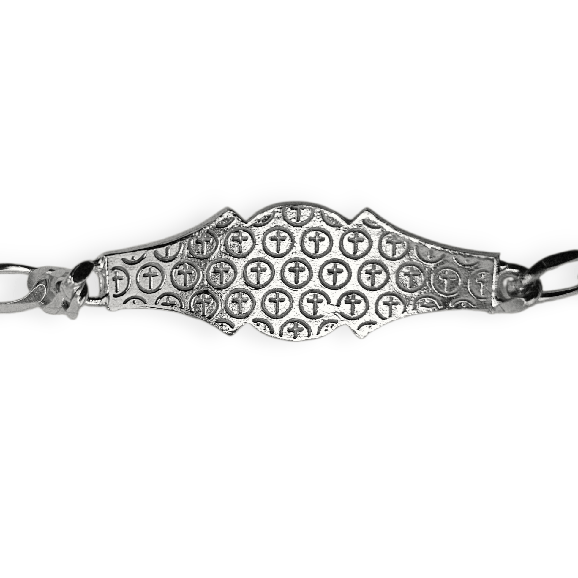 San Judas Kids 7"L Silver 925 Bracelet, Figaro Unisex - Great for older Kids 8 years or older