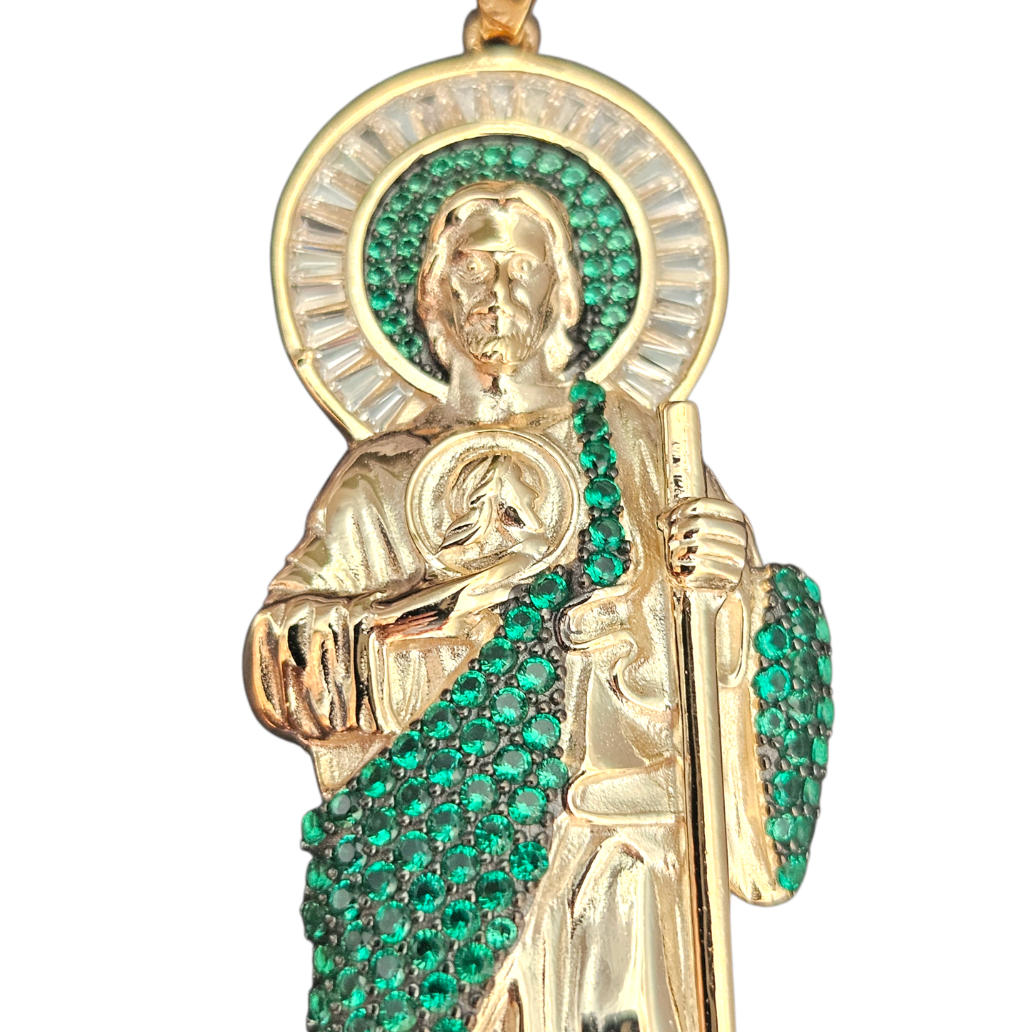San Judas Large 14K GP Silver 925 Pendant Saint Jude for Men or Women