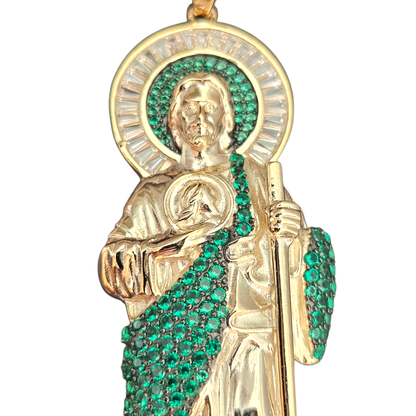 San Judas Large 14K GP Silver 925 Pendant Saint Jude for Men or Women