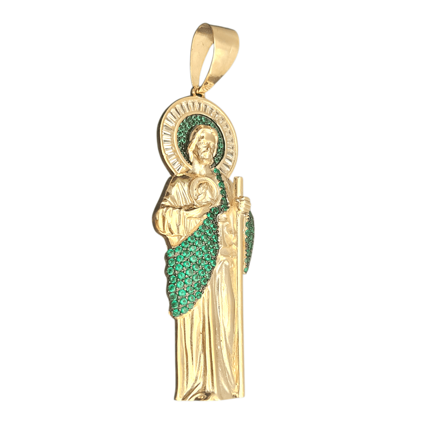 San Judas Large 14K GP Silver 925 Pendant Saint Jude for Men or Women