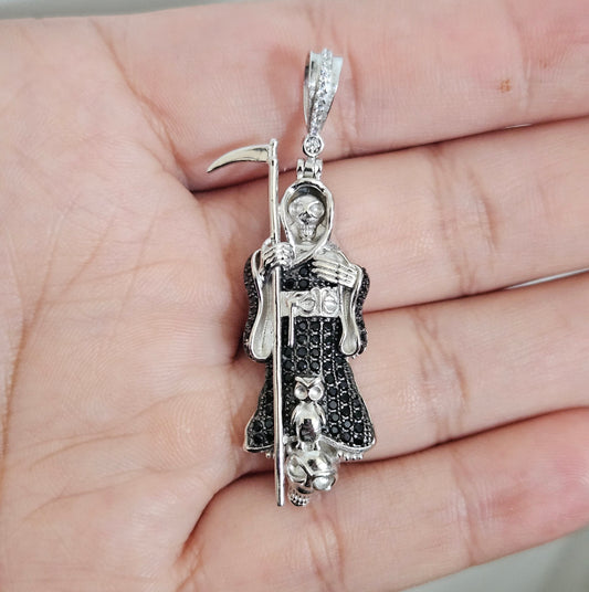 Santa Muerte (Grim Reaper) Face Silver 925 Pendant - 2 Size Different Designs