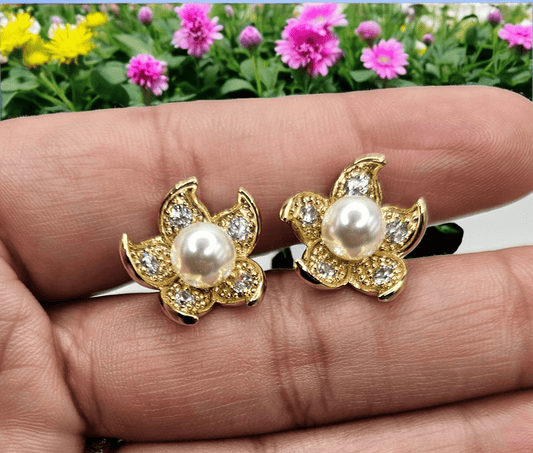 Seastar and Pearl 14k Gold Plated Earrings for Women