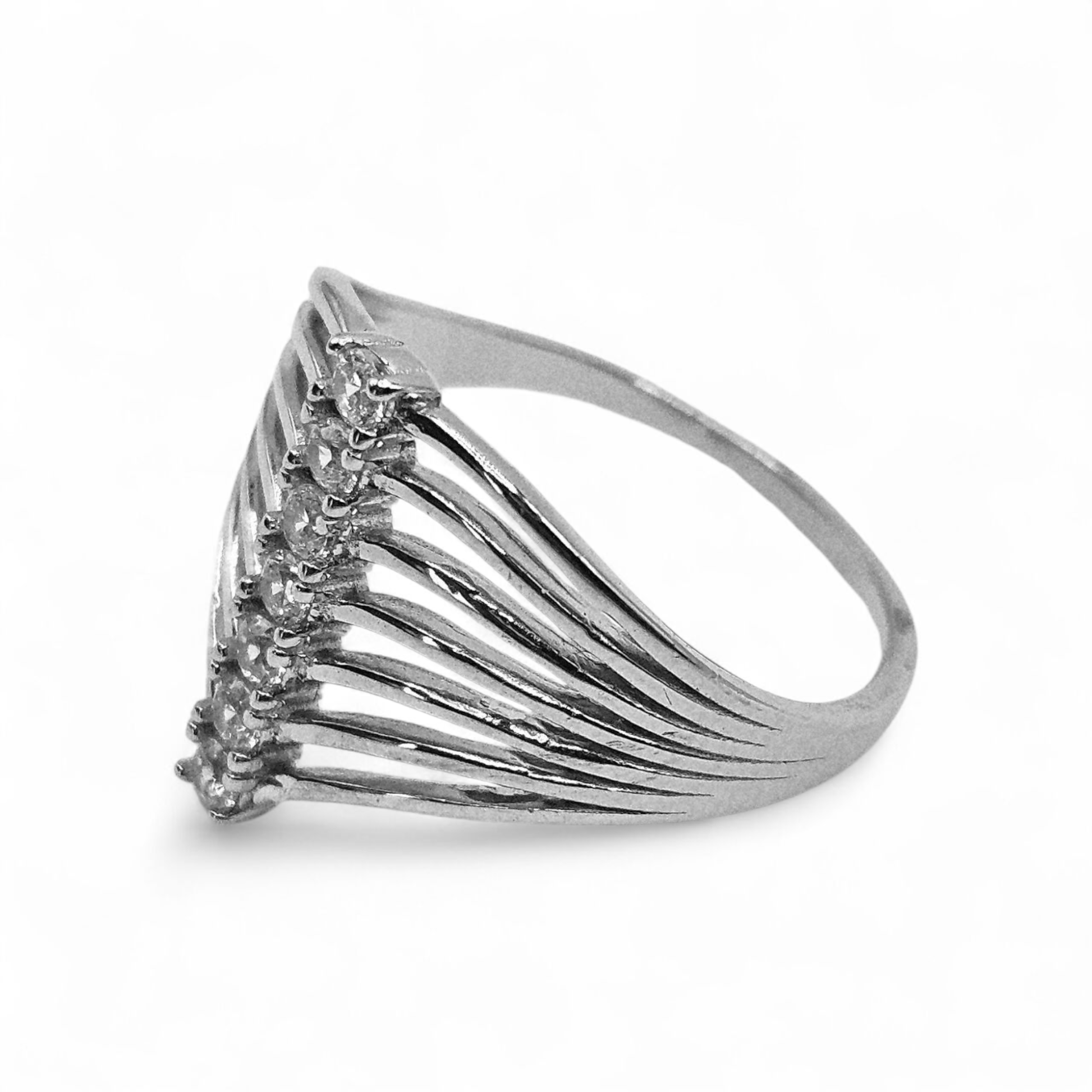 Seven Layer Silver 925 Ring with White Cubic Zirconia Stones