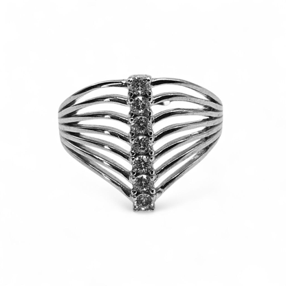 Seven Layer Silver 925 Ring with White Cubic Zirconia Stones