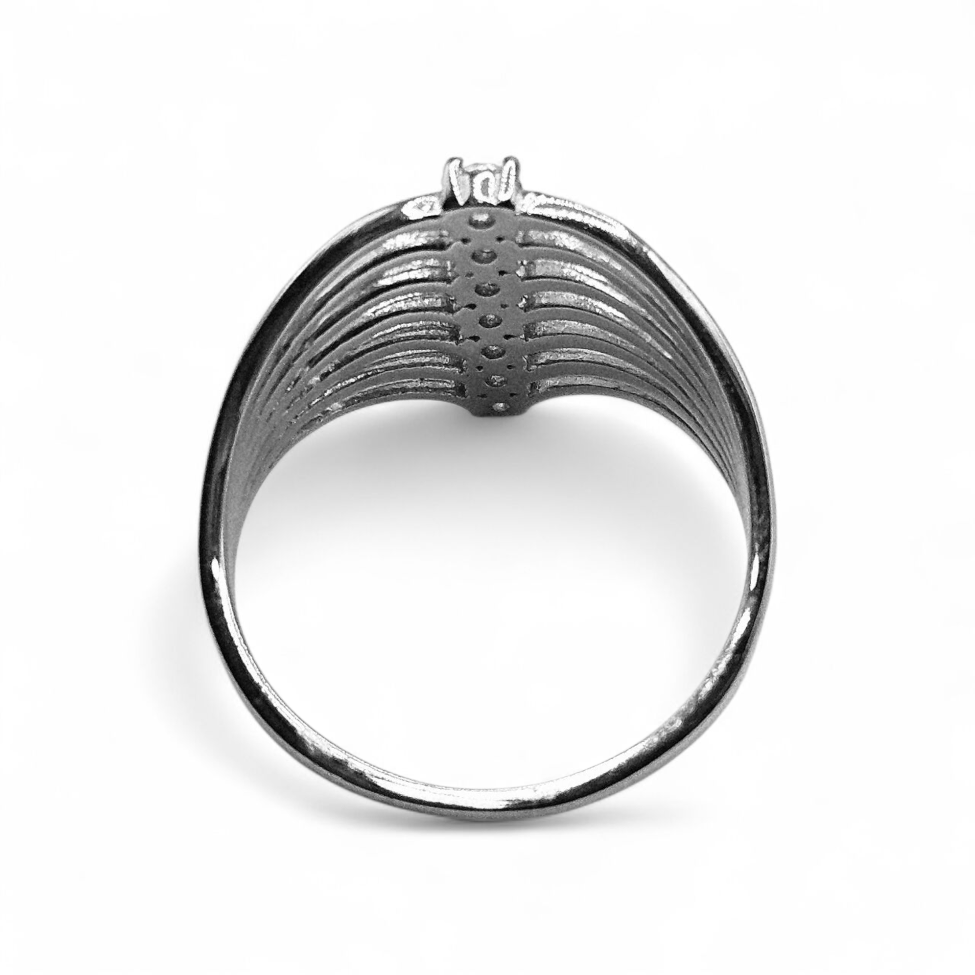 Seven Layer Silver 925 Ring with White Cubic Zirconia Stones